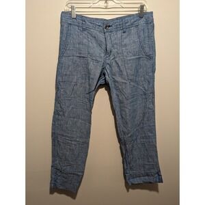 TOAD & CO Horny Toad‎ Linen Lithe Capri Pants Blue Women's Size 6